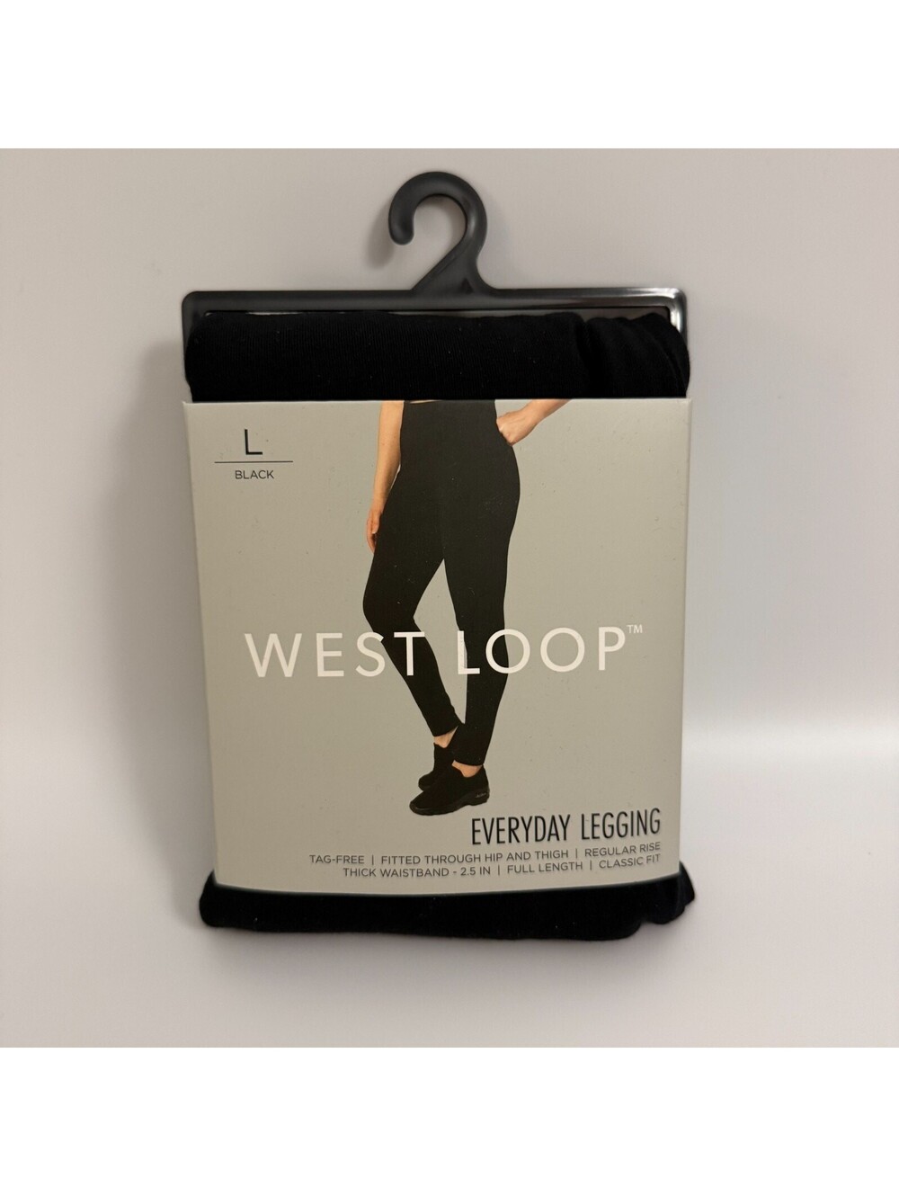 West Loop Black Everyday Leggings Thick Waistband Classic Fit Regular Rise Large